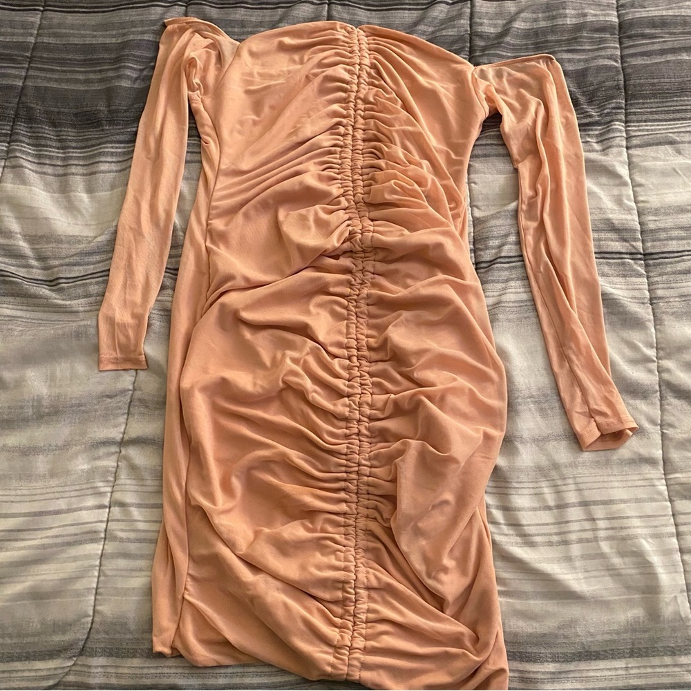 Shape Dusty Rose Ruched Bardot Bodycon Dress